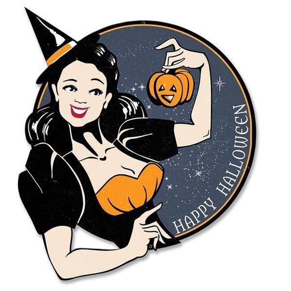 Pulvinar 17 x 14 in. Witch Happy Halloween Plasma Metal Sign, PU1127200 PU1127200